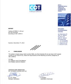 ISO 12944 on ZINGA 2 x 60 µm DFT