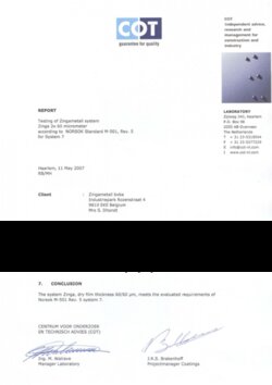 NORSOK M-501 Syst 1&amp; 7 on ZINGA 2 x 60 µm DFT